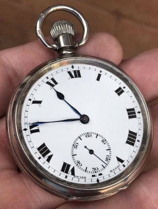 A GENTS FINE QUALITY ANTIQUE SOLID SILVER OPEN FACE POCKET WATCH,  1918. 6