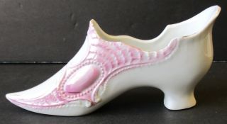 Antique Germany Porcelain Victorian Shoe Slipper Figurine Luster Heels