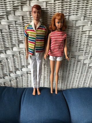 Vintage 1960 Midge And Allen Mattel Dolls In