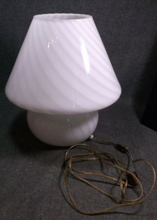 Mid Century Murano Glass Swirl Mushroom Table Lamp Vetri Venini