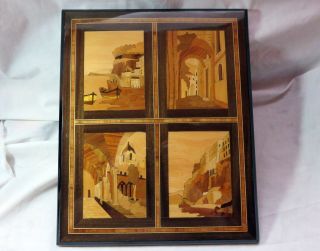 A Vintage Italian Marquetry Inlaid Wooden Wall Picture