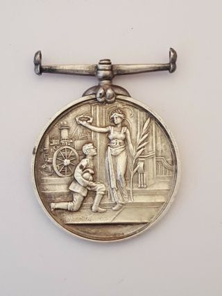 Antique Fire Brigade Long Service Sterling Silver Medallion To D Macdonald 1931
