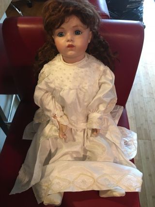 Vintage Collectible Porcelain Doll Hand Painted Face And Hand Made Beaded