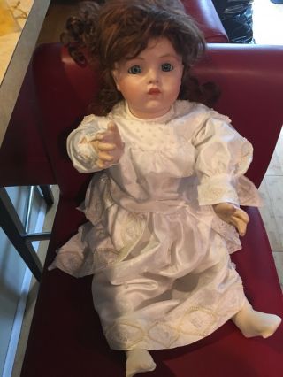 Vintage Collectible Porcelain Doll hand painted face and hand made beaded 6
