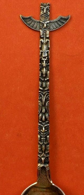 Alaska Figural Northwest Indian Totem Pole Sterling Silver Souvenir Spoon