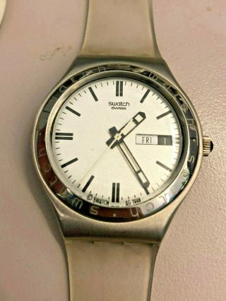 Vintage Swatch Irony Blackguard White Face Metal Case Ygs713 1999