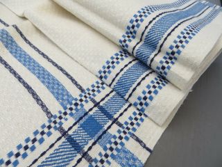 Art Deco Huck Linen Towel Runner Blue Stripes Monogram Hz 19 " By 39 "