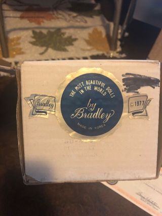 Vintage Big Eye Bradley Doll w/original label,  certificate and box.  13” 1977 2
