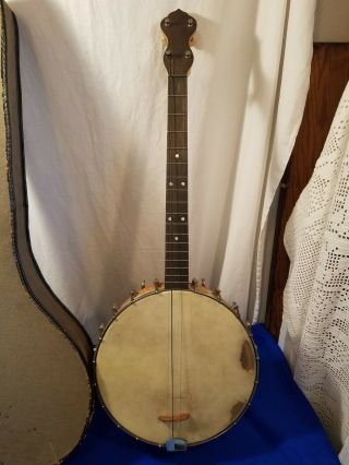Antique Ss Stewart Tenor Banjo W Case Early 1900,  S