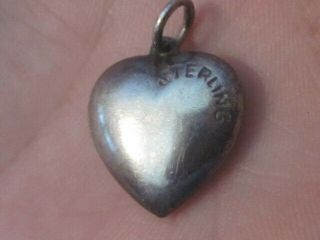 Antique Sterling Silver and Enamel Heart Shaped Flower Charm Pendant 4