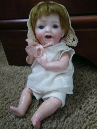Vintage Antique Doll With Rolling Eyes / Marked Mb In A Circle And 2/0