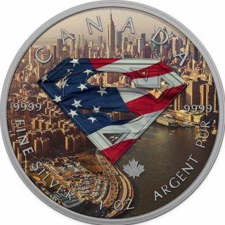 Canada 2016 5$ Superman 1 Oz York.  9999 Antique Finish Silver Coin