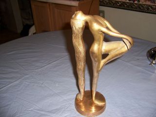 Vintage Art Deco Nude Lady Statue Bronze Brass Figure
