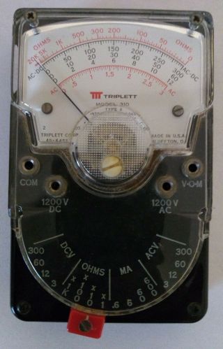 Vintage Triplett 310 Multimeter With Case And Leads