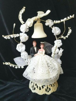 Vintage 40s 50s Wedding Cake Topper Bride & Groom Lily Of The Valley 10 " Height