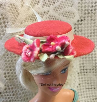 Vintage 1960’s Barbie Clone Wendy Elite Creations Red Dress Hat With Flowers