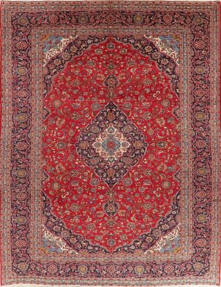 Floral Vintage Oriental Area Rug Wool Hand - Knotted Red Traditional Carpet 10x13