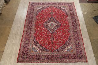 Floral Vintage Oriental Area Rug Wool Hand - Knotted RED Traditional Carpet 10x13 2