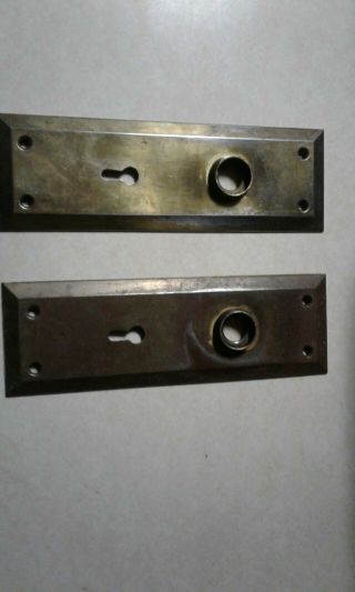 2 Antique Vintage Door Knob Lock Keyhole Plate Parts