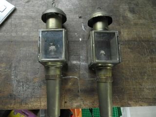 2 X Vintage Brass Boat Ships Paraffin Oil Lamp With Wall Mounts.  See The Pictures