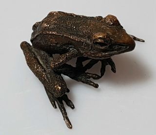 A Lovely Fine Quality Meiji Period Bronze Okimono Of A Tree Frog.