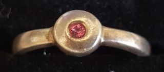 Sterling Silver & Pink Stone Vintage Art Deco Antique Ring - Size P 1/2