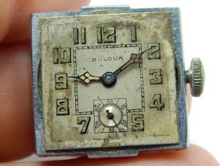 Vintage Antique Bulova 10an Wrist Watch Movement And Dial With Radium Hands 15j