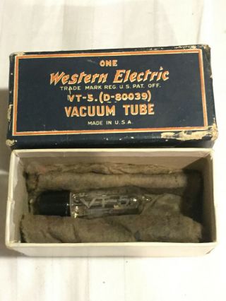 Western Electric Antique Vacuum Tube Type Vt - 5 (d - 800039).