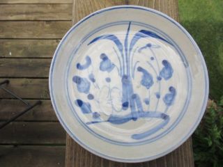 Antique Vtg Chinese Porcelain Ching Dynasty 6 " Plate Blue Grey Pottery Old