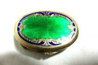 Vintage Enameled On 800 Silver Pill Box