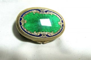 Vintage Enameled on 800 Silver Pill Box 4