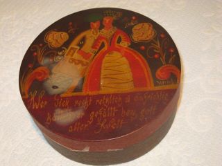 Antique Primitive German Folk Art Hand Painted Pantry Box Unsigned