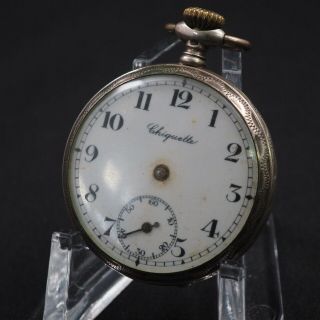 Vintage Chiquette Pocket Watch 800 Silver Case / Not Junk From Jp