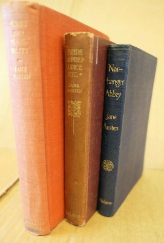 3x Antique /vintage Jane Austen Books,  Pride & Prejudice 1905,  Sense,  Northanger