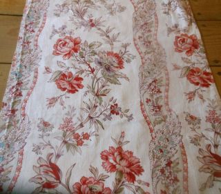 Antique French Floral Garland Cotton Fabric 2 Coral Red Lavender Lilac Aqua