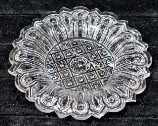 Antique Sandwich " Pressed Hairpin " Lacy Glass Cup Plate,  Lee - Rose 285,  C.  1830