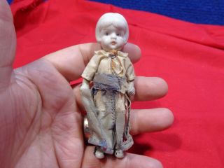 Antique Miniature Pair Bisque Doll F - 12