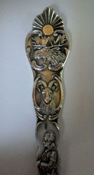 Antique Large Size Sterling Silver Spoon,  Pictorial Alaska,  Baby in Bowl 3