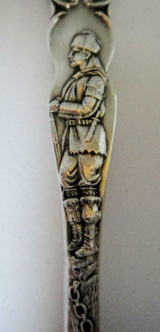 Antique Large Size Sterling Silver Spoon,  Pictorial Alaska,  Baby in Bowl 4