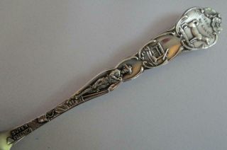 Antique Large Size Sterling Silver Spoon,  Pictorial Alaska,  Baby in Bowl 5