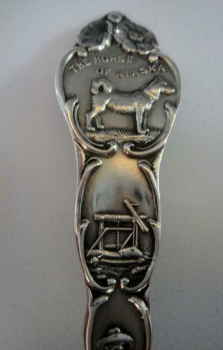 Antique Large Size Sterling Silver Spoon,  Pictorial Alaska,  Baby in Bowl 6