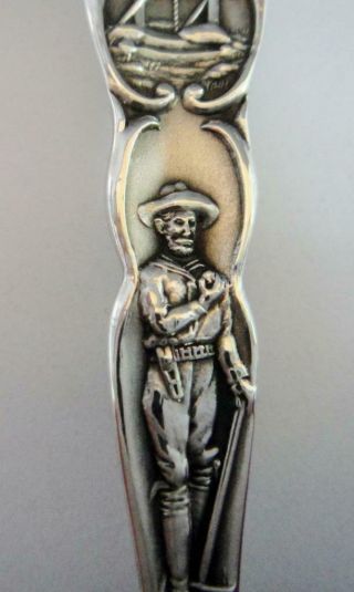 Antique Large Size Sterling Silver Spoon,  Pictorial Alaska,  Baby in Bowl 7