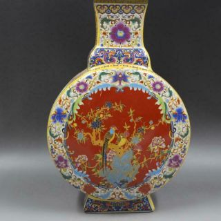 Chinese Ancient Antique Hand Make Enamel Flower And Bird Vase