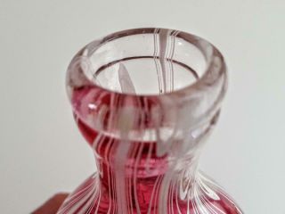 Antique 19th Century Nailsea Art Glass Cranberry & White Bottle Flask c1850 6