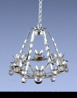 Fabulous C1960 Dutch 834 Solid Silver Doll House Miniature Candle Chandelier