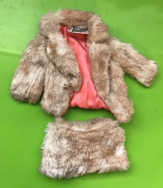 Vintage Barbie Outfit Fab Fur Coat And Skirt In