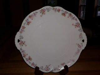 Antique Silesia 2 Handled Serving Plate With Delicate Floral Pattern - Germany