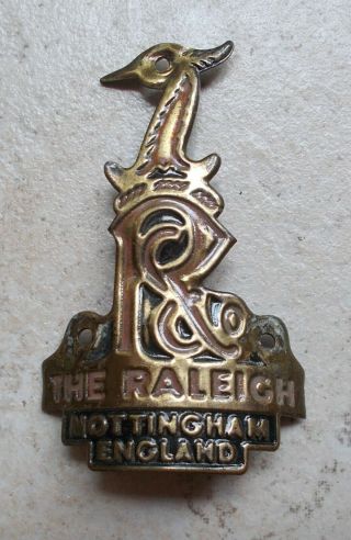 Vintage Cycles The Raleigh England Bicycle Head Badge Antique Bike English