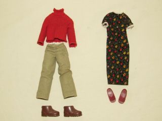 Vintage 1973 Mattel Sunshine Family Clothes & Shoes Dad Pants & Shirt,  Mom Dress