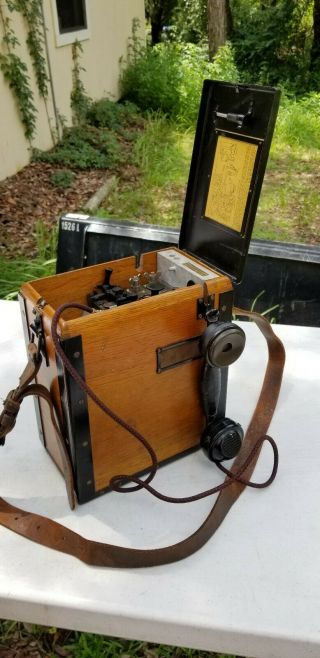 Antique Ww1 Field Phone Kellogg Model 1917 Signal Corps Us Army Wood Case Rare